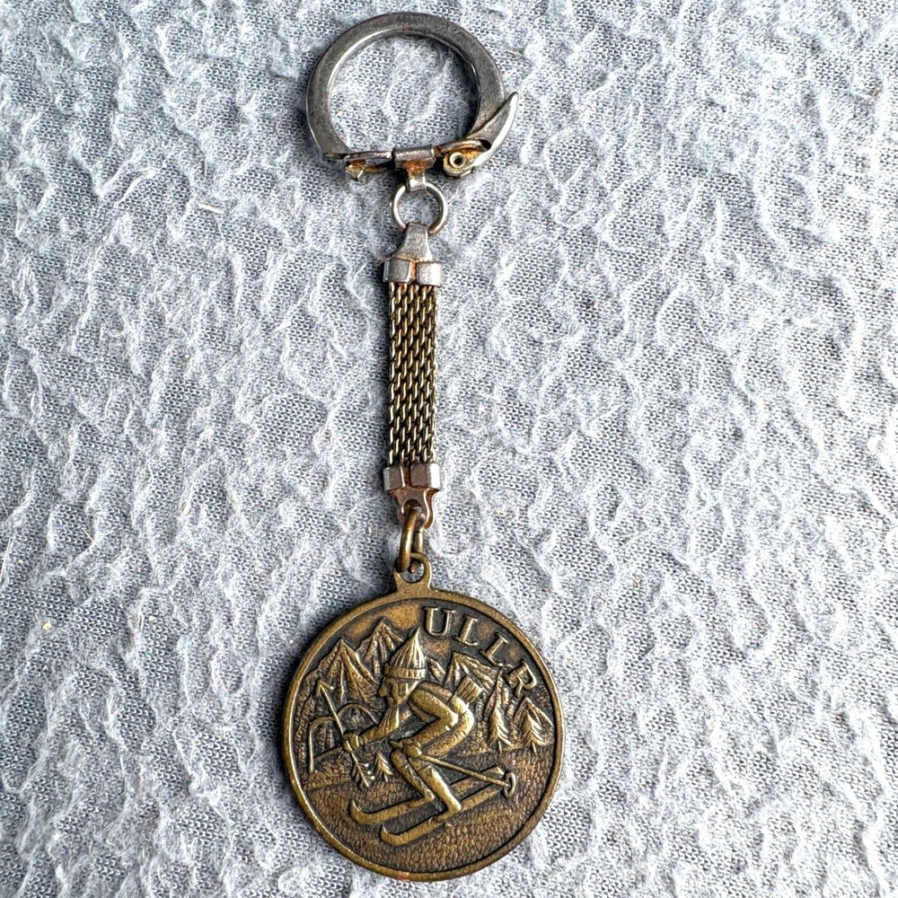 Vintage Ullr God of Skiing Bronze Medallion Pendant Skiing Charm Norse Saint